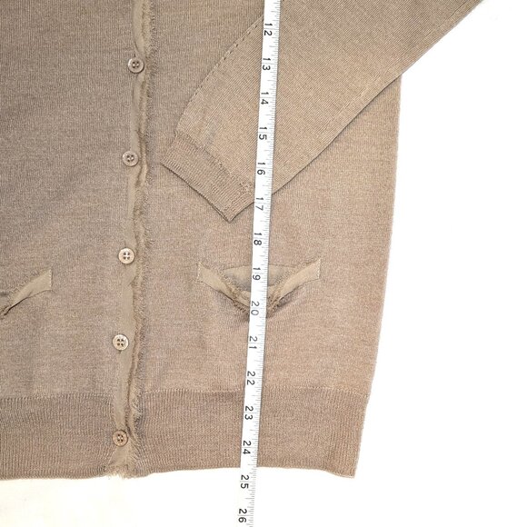 Paul & Joe Sister	| Anthropologie Beige Tan Cardigan with Silk Trim | Size Small - Picture 9 of 10